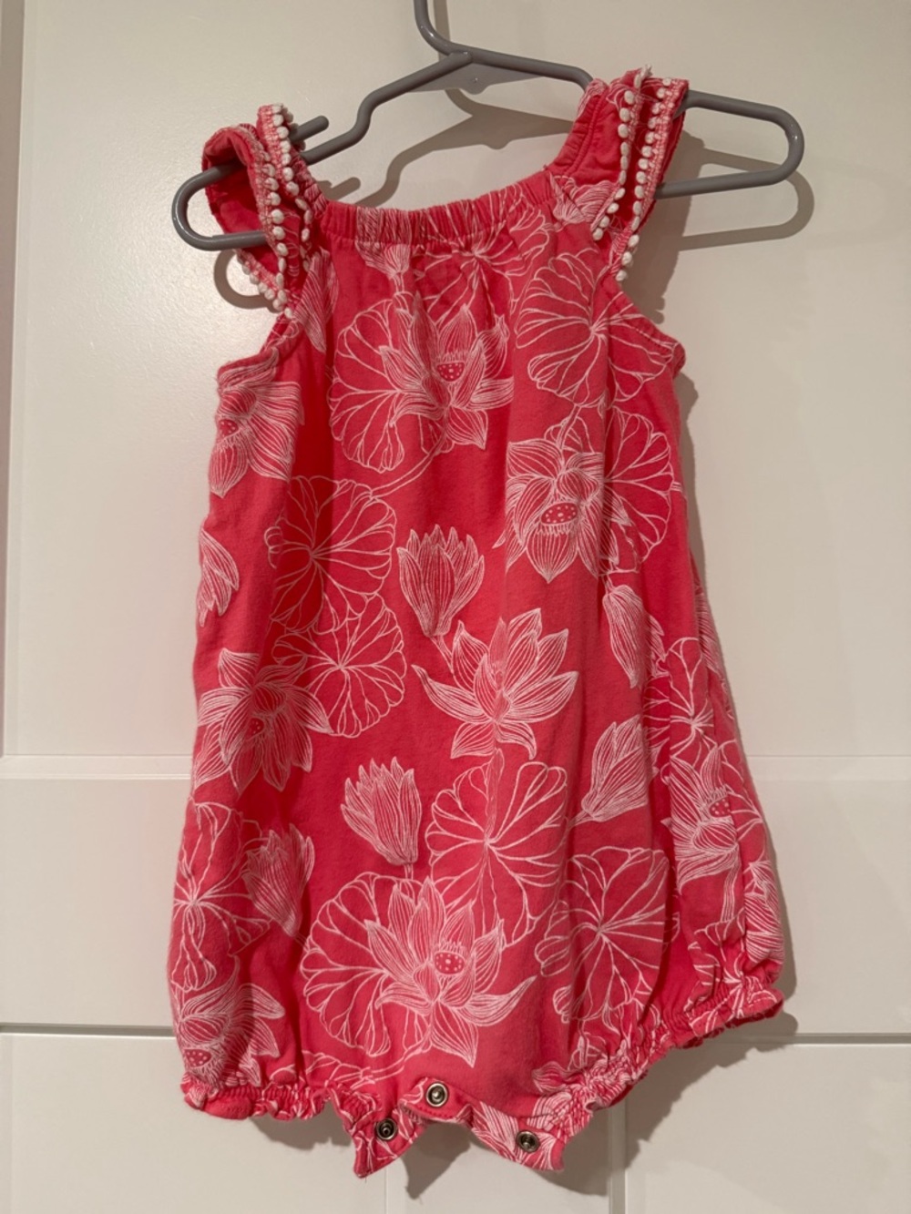 Carter's Pink Floral Ruffle-Sleeve Romper - Picture 2 of 2